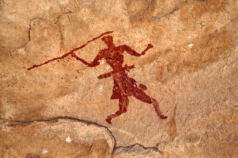 Oued Djaret, Algeria. Up right, man casting spear. Image ID: algdja0110005