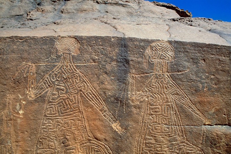Ennedi plateau. Section of panel, with large decorated figures (women?).Image ID: chaenp0010038