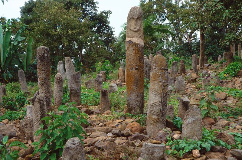 Tutu Fela, Ethiopia. General view of stelae at Tuto Fela, a cemetery, under a layer of broken stones covering some 900 sq.m., and dating between 1000 AD -1300 AD. Some 130 stelae mark numerous burials. Image ID: ethsid0010002