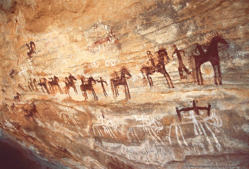 Tagant, Mauritania. Line of horsemen. Image ID: mauaio0010017