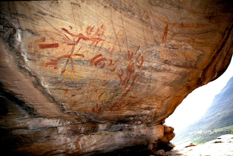 Red paintings on a rock shelter wall, SOASWC0020010