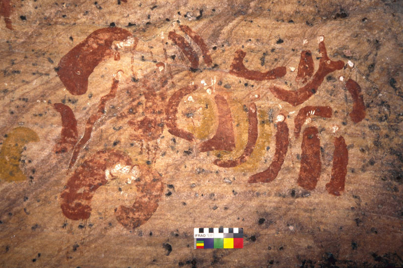 Multiple human figures painted in strange stylised shapes, SOASWC0020016