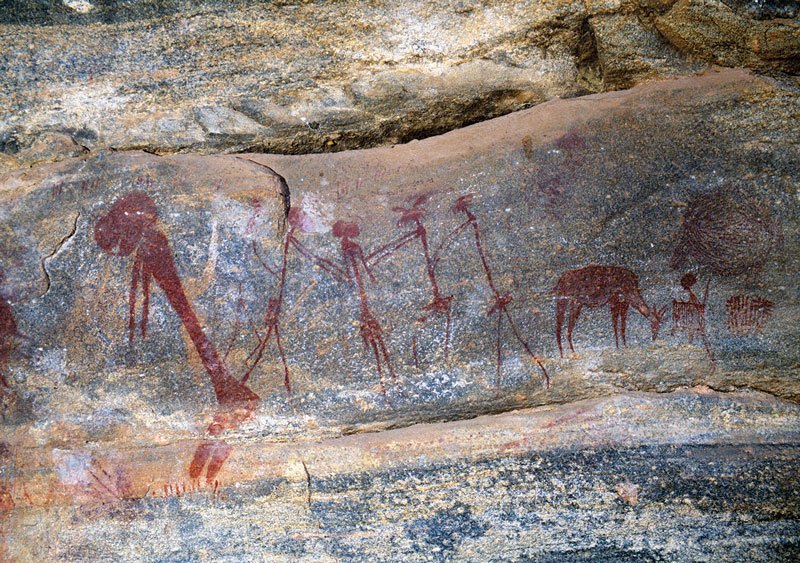 Panel depicting human, animal and geometric images. Often known as ‘The Abduction’, but probably a dance scene. Image ID: tankon0030029